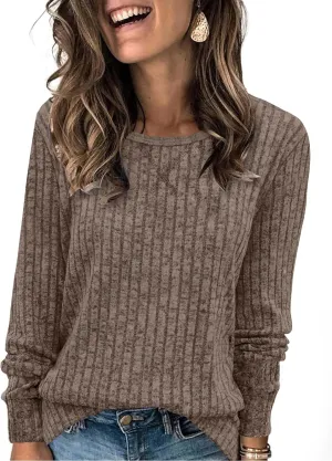 XIEERDUO Long Sleeve Shirts for Women Tunic Tops Casual Fall Tops Lightweight Sweaters 2024