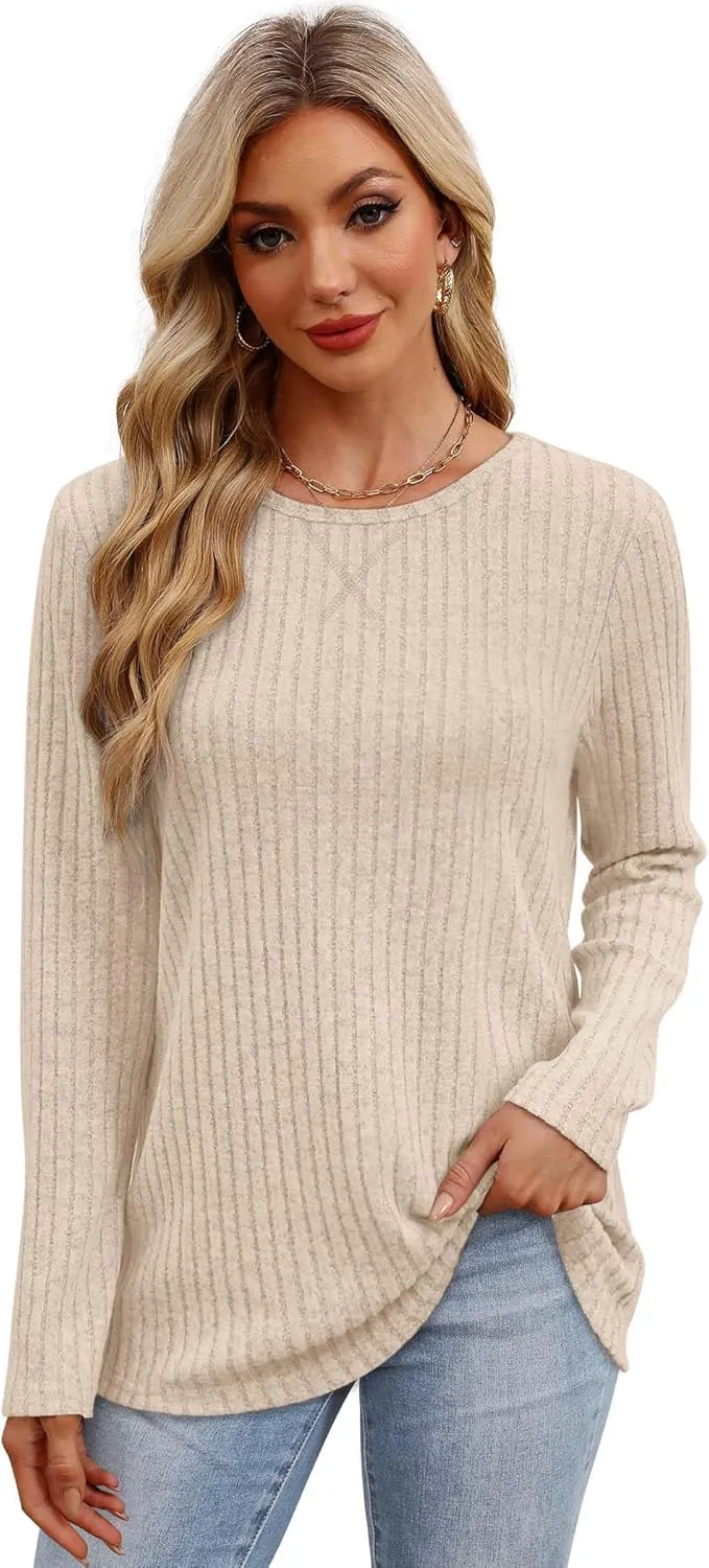 XIEERDUO Long Sleeve Shirts for Women Tunic Tops Casual Fall Tops Lightweight Sweaters 2024