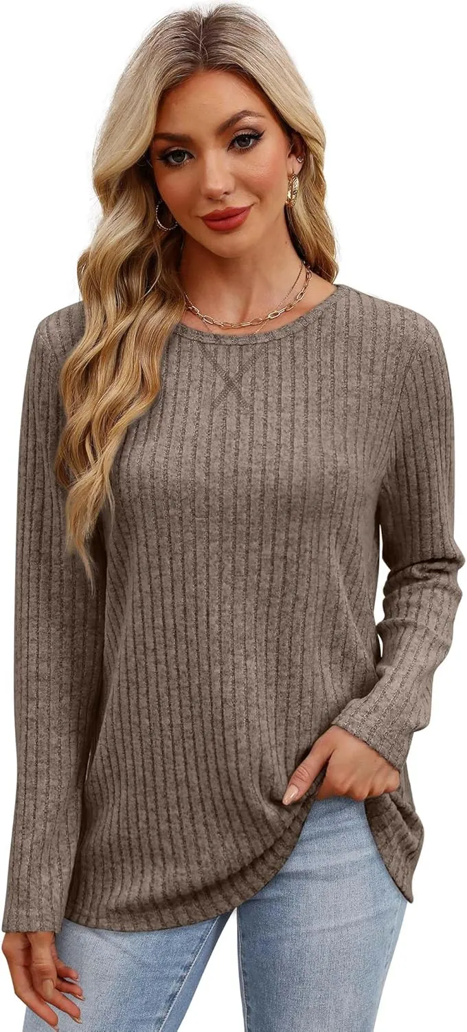 XIEERDUO Long Sleeve Shirts for Women Tunic Tops Casual Fall Tops Lightweight Sweaters 2024