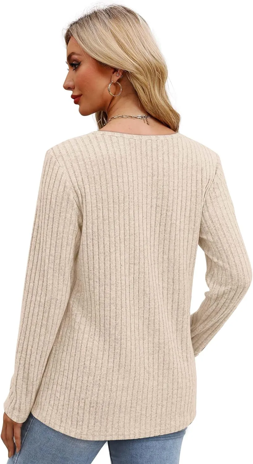 XIEERDUO Long Sleeve Shirts for Women Tunic Tops Casual Fall Tops Lightweight Sweaters 2024