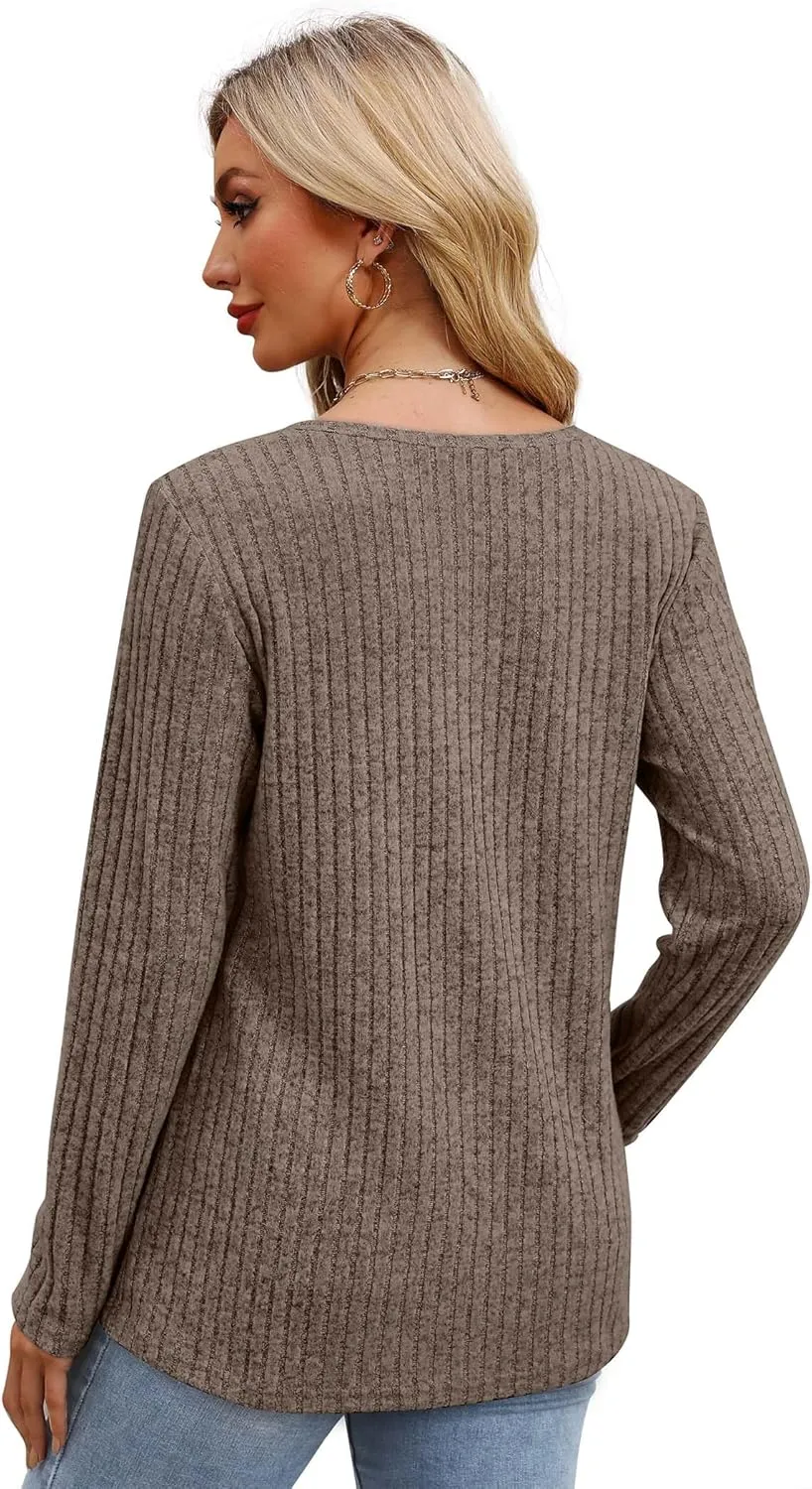 XIEERDUO Long Sleeve Shirts for Women Tunic Tops Casual Fall Tops Lightweight Sweaters 2024