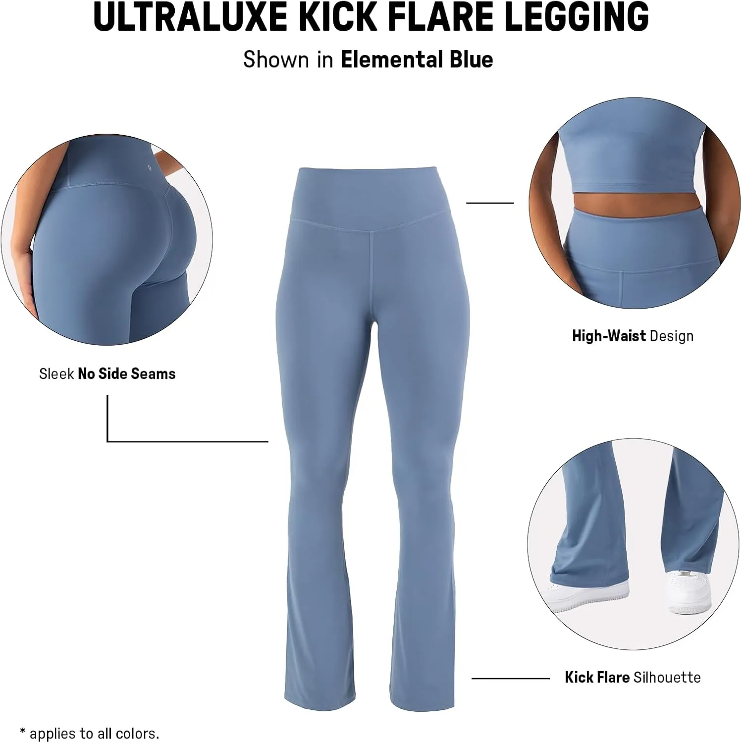 YITTY Active Women's UltraLuxe Kick Flare High Waist Legging, Athleisure, 4-Way-Stretch