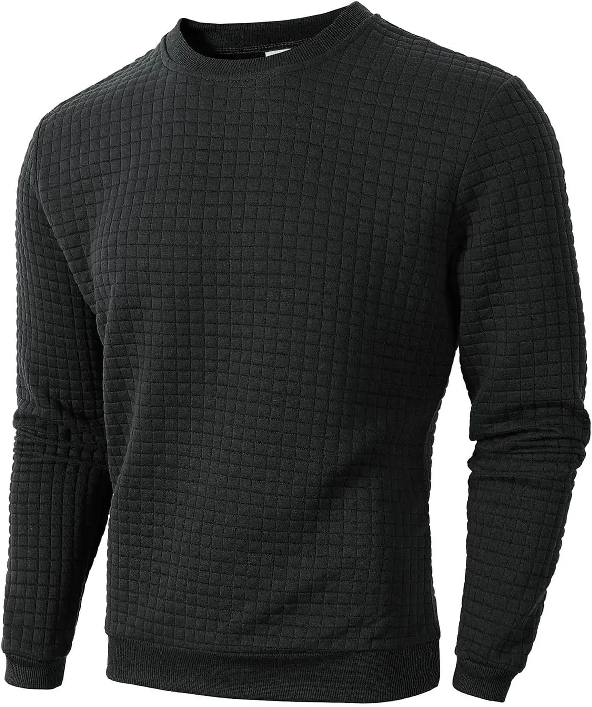 Ymosrh Mens Athletic Sweatshirts Pullover Plaid Jacquard Long Sleeve Solid Color Casual Workout Sweat Shirts