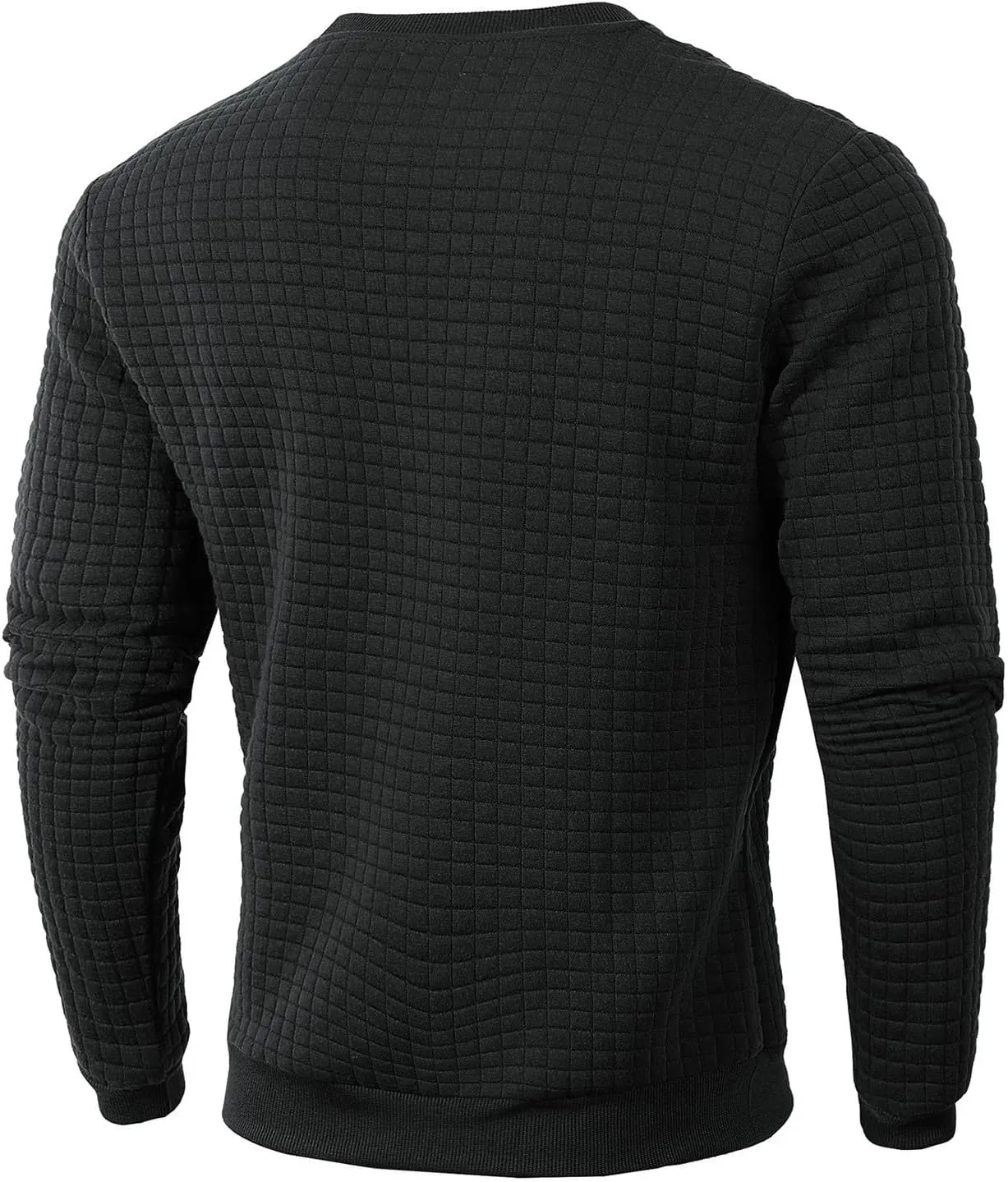 Ymosrh Mens Athletic Sweatshirts Pullover Plaid Jacquard Long Sleeve Solid Color Casual Workout Sweat Shirts