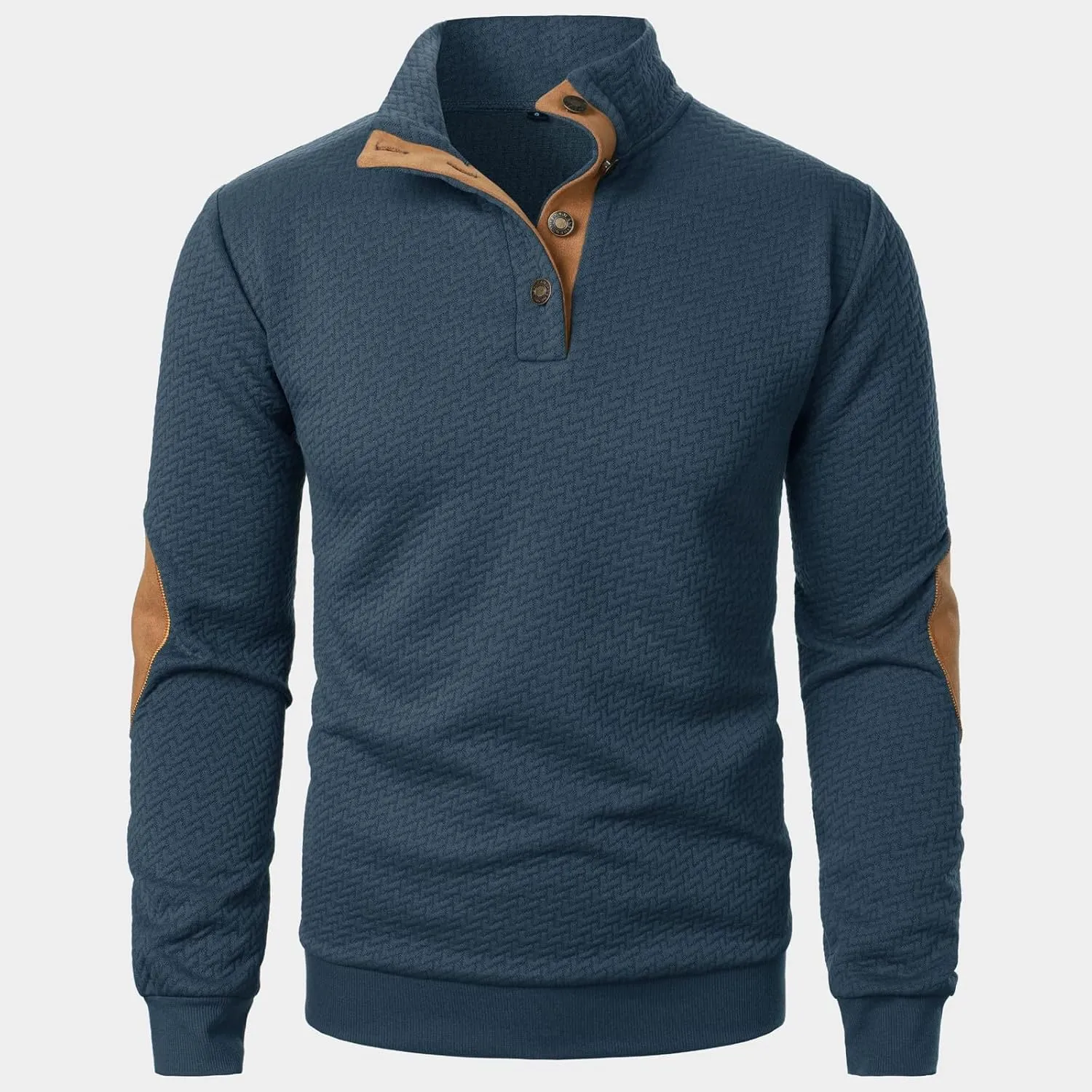 Ymosrh Men's Casual Button Down Sweatshirts Knitted Jacquard Sweatshirt Long Sleeve Quarter Pullover Workout Sweater