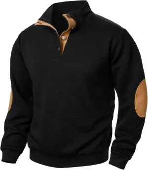 Ymosrh Men's Casual Button Down Sweatshirts Knitted Jacquard Sweatshirt Long Sleeve Quarter Pullover Workout Sweater