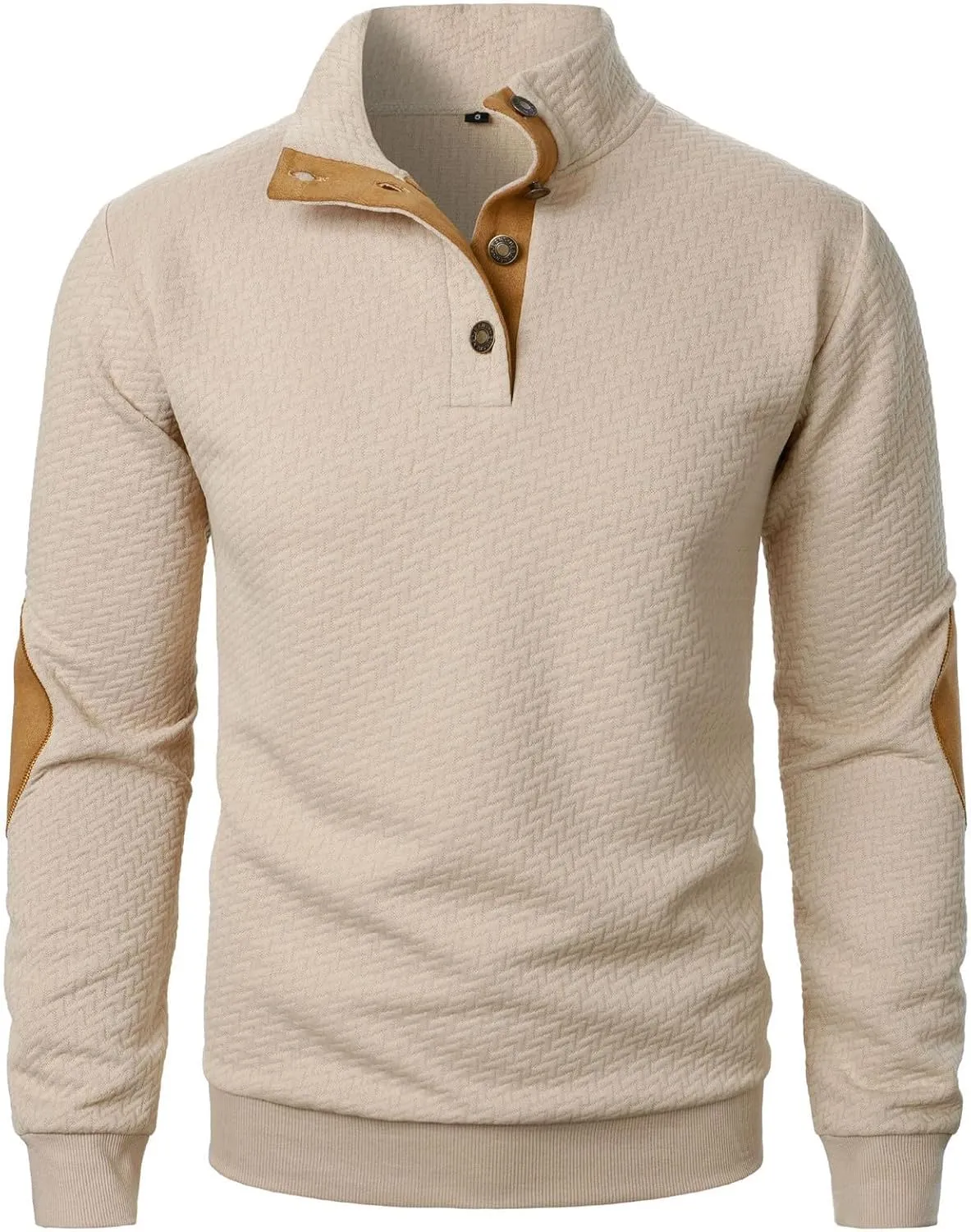 Ymosrh Men's Casual Button Down Sweatshirts Knitted Jacquard Sweatshirt Long Sleeve Quarter Pullover Workout Sweater
