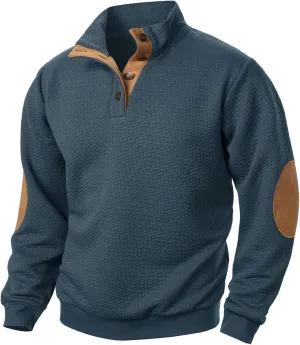 Ymosrh Men's Casual Button Down Sweatshirts Knitted Jacquard Sweatshirt Long Sleeve Quarter Pullover Workout Sweater