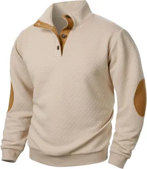 Ymosrh Men's Casual Button Down Sweatshirts Knitted Jacquard Sweatshirt Long Sleeve Quarter Pullover Workout Sweater