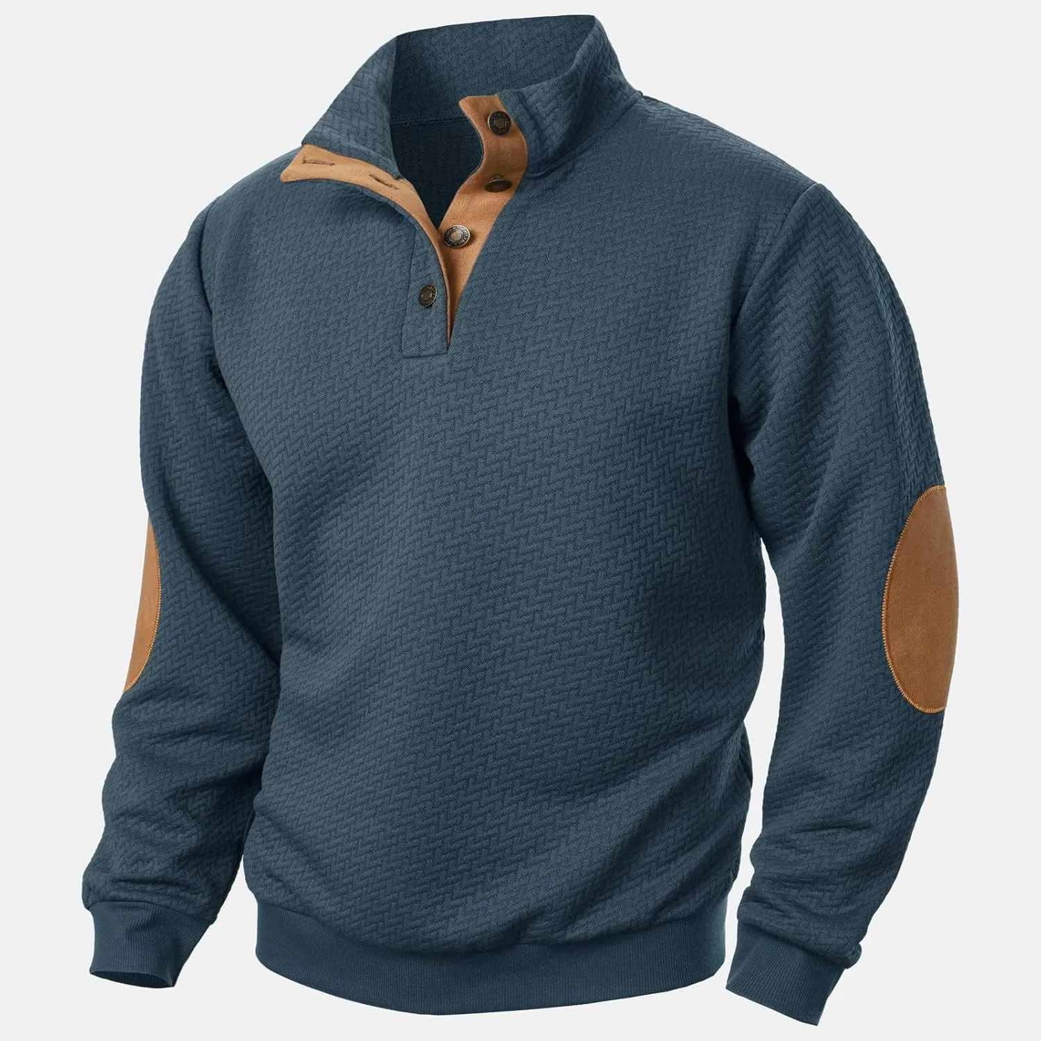 Ymosrh Men's Casual Button Down Sweatshirts Knitted Jacquard Sweatshirt Long Sleeve Quarter Pullover Workout Sweater