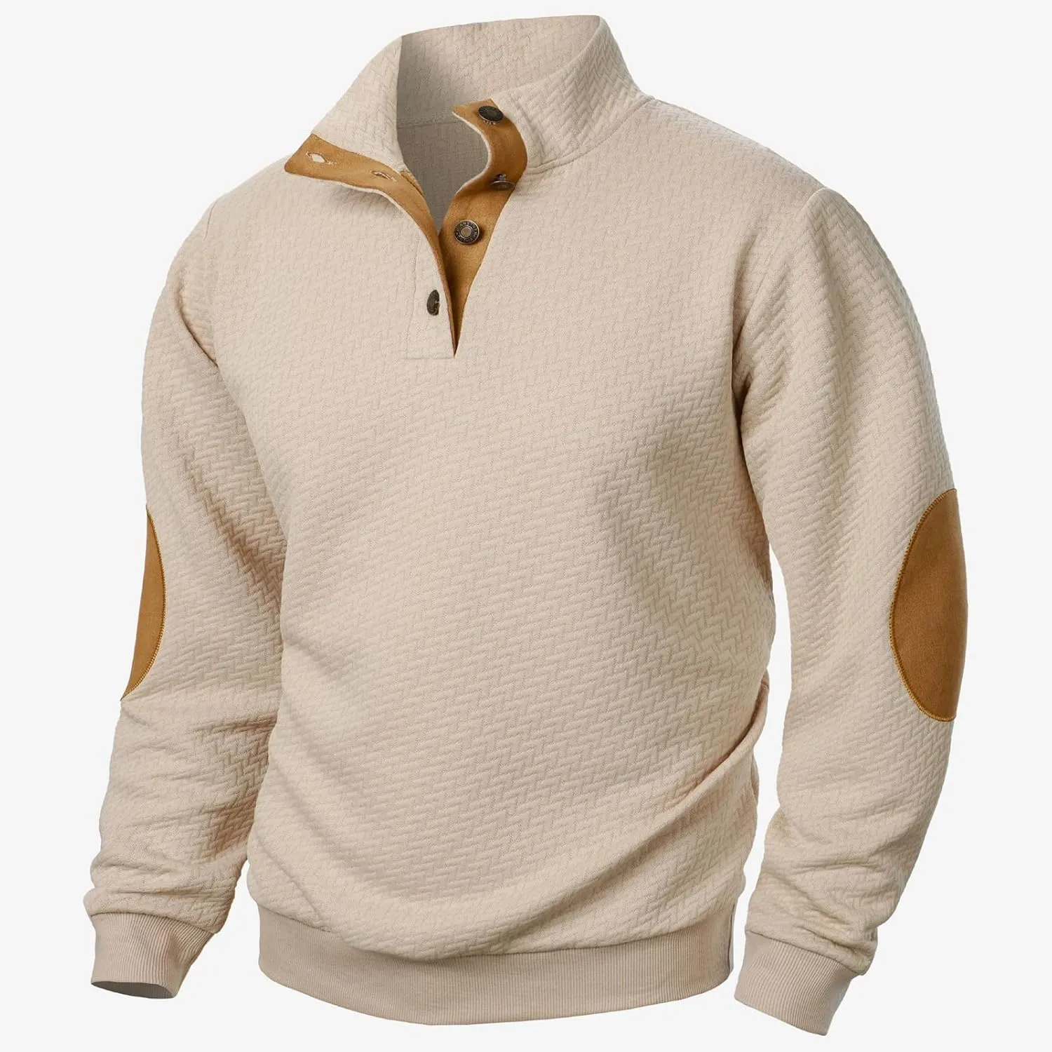 Ymosrh Men's Casual Button Down Sweatshirts Knitted Jacquard Sweatshirt Long Sleeve Quarter Pullover Workout Sweater