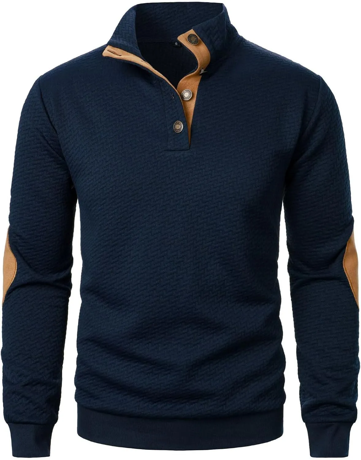 Ymosrh Men's Casual Button Down Sweatshirts Knitted Jacquard Sweatshirt Long Sleeve Quarter Pullover Workout Sweater