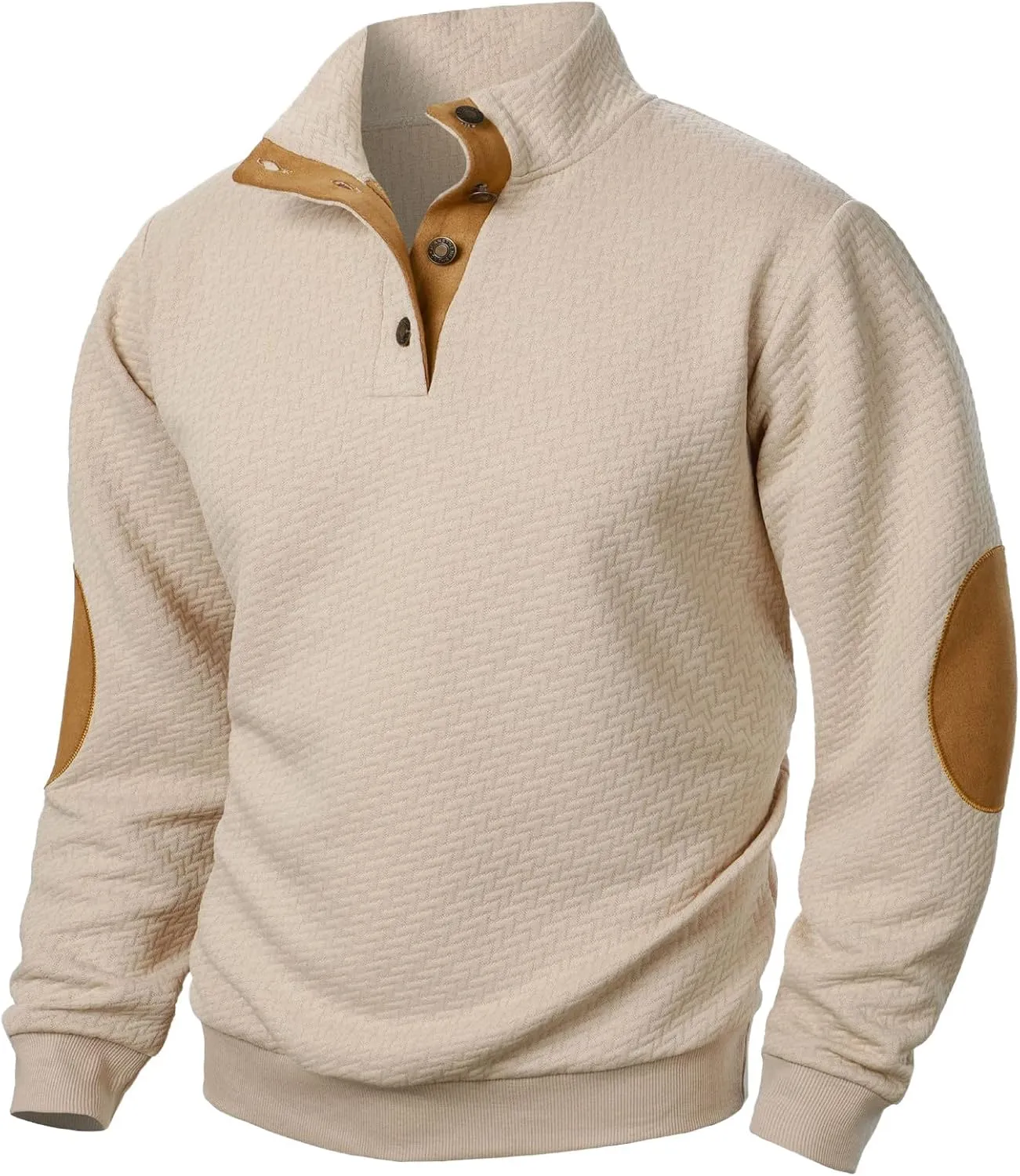 Ymosrh Men's Casual Button Down Sweatshirts Knitted Jacquard Sweatshirt Long Sleeve Quarter Pullover Workout Sweater