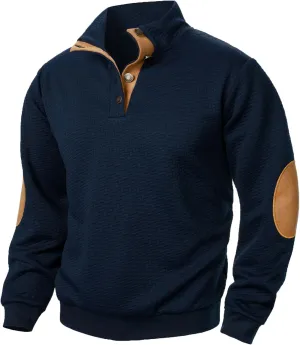 Ymosrh Men's Casual Button Down Sweatshirts Knitted Jacquard Sweatshirt Long Sleeve Quarter Pullover Workout Sweater