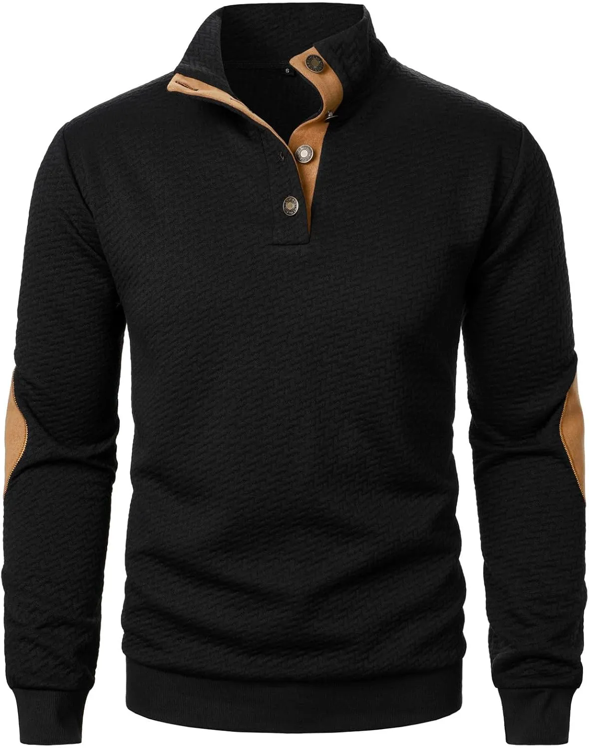 Ymosrh Men's Casual Button Down Sweatshirts Knitted Jacquard Sweatshirt Long Sleeve Quarter Pullover Workout Sweater