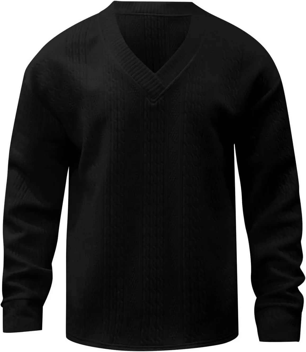 Ymosrh Mens Fashion Sweaters V Neck Knitted Dress Sweater Twist Textured Long Sleeve Loose Winter Pullover Sweaters