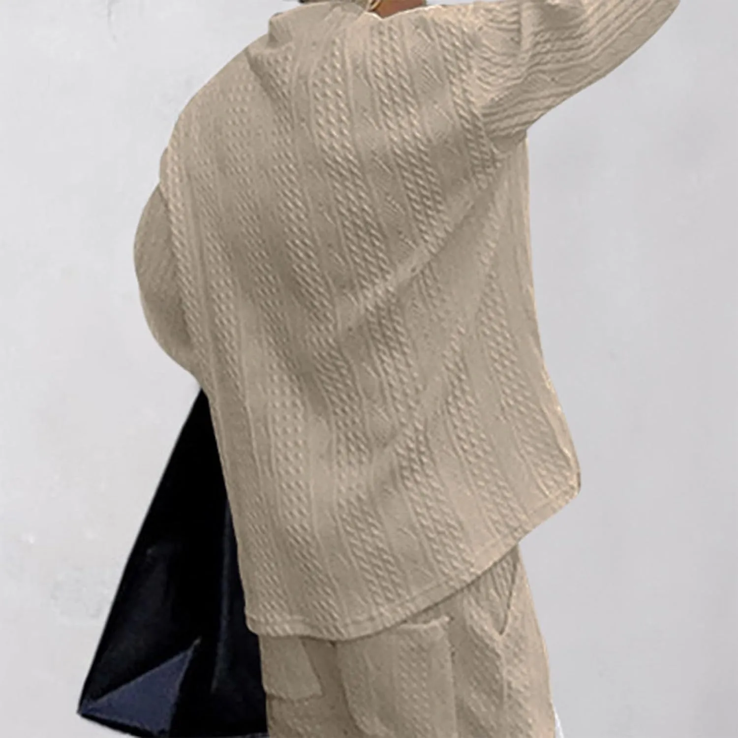 Ymosrh Mens Fashion Sweaters V Neck Knitted Dress Sweater Twist Textured Long Sleeve Loose Winter Pullover Sweaters