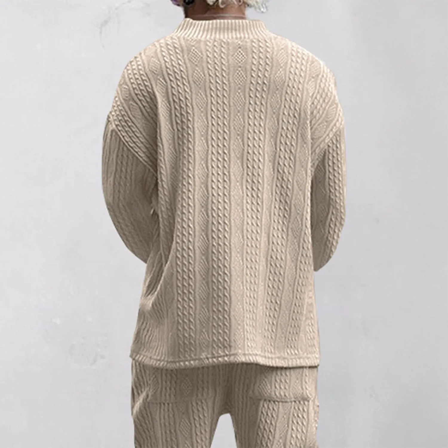 Ymosrh Mens Fashion Sweaters V Neck Knitted Dress Sweater Twist Textured Long Sleeve Loose Winter Pullover Sweaters
