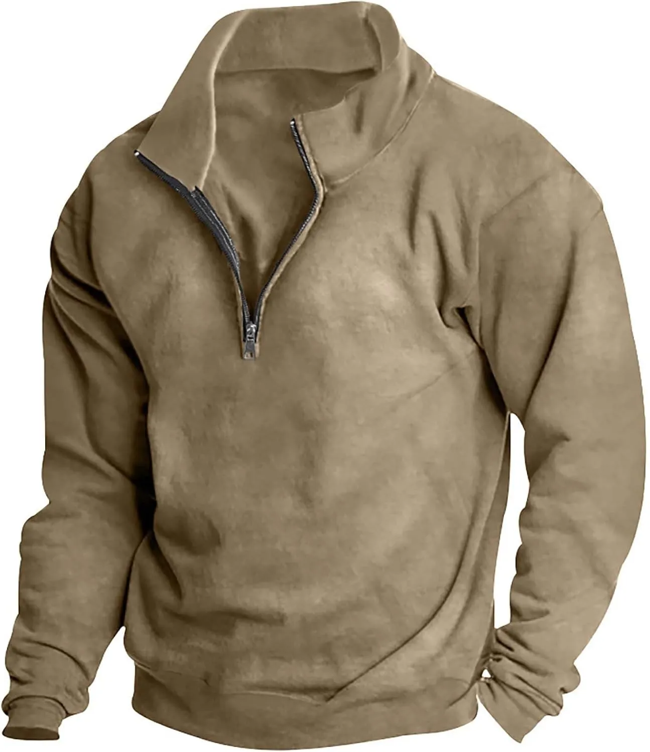 Ymosrh Men's Fashion Work Sweatshirts Quarter Zip Pullover Long Sleeve Athletic Workout Shirts Golf Polo Sweater, S-3XL