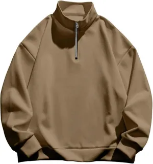 Ymosrh Men's Fashion Work Sweatshirts Quarter Zip Pullover Long Sleeve Athletic Workout Shirts Golf Polo Sweater, S-3XL