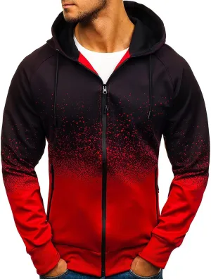 Ymosrh Mens Fleece Hoodies Men Gradient Color Pullover Long Sleeve Hooded Sweatshirt Tops Blouse Hoodies Pullover