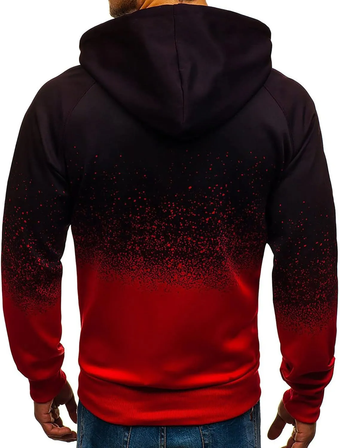 Ymosrh Mens Fleece Hoodies Men Gradient Color Pullover Long Sleeve Hooded Sweatshirt Tops Blouse Hoodies Pullover
