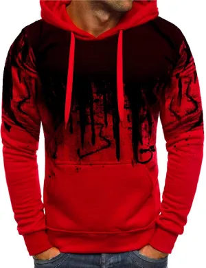 Ymosrh Mens Fleece Hoodies Men Gradient Color Pullover Long Sleeve Hooded Sweatshirt Tops Blouse Hoodies Pullover