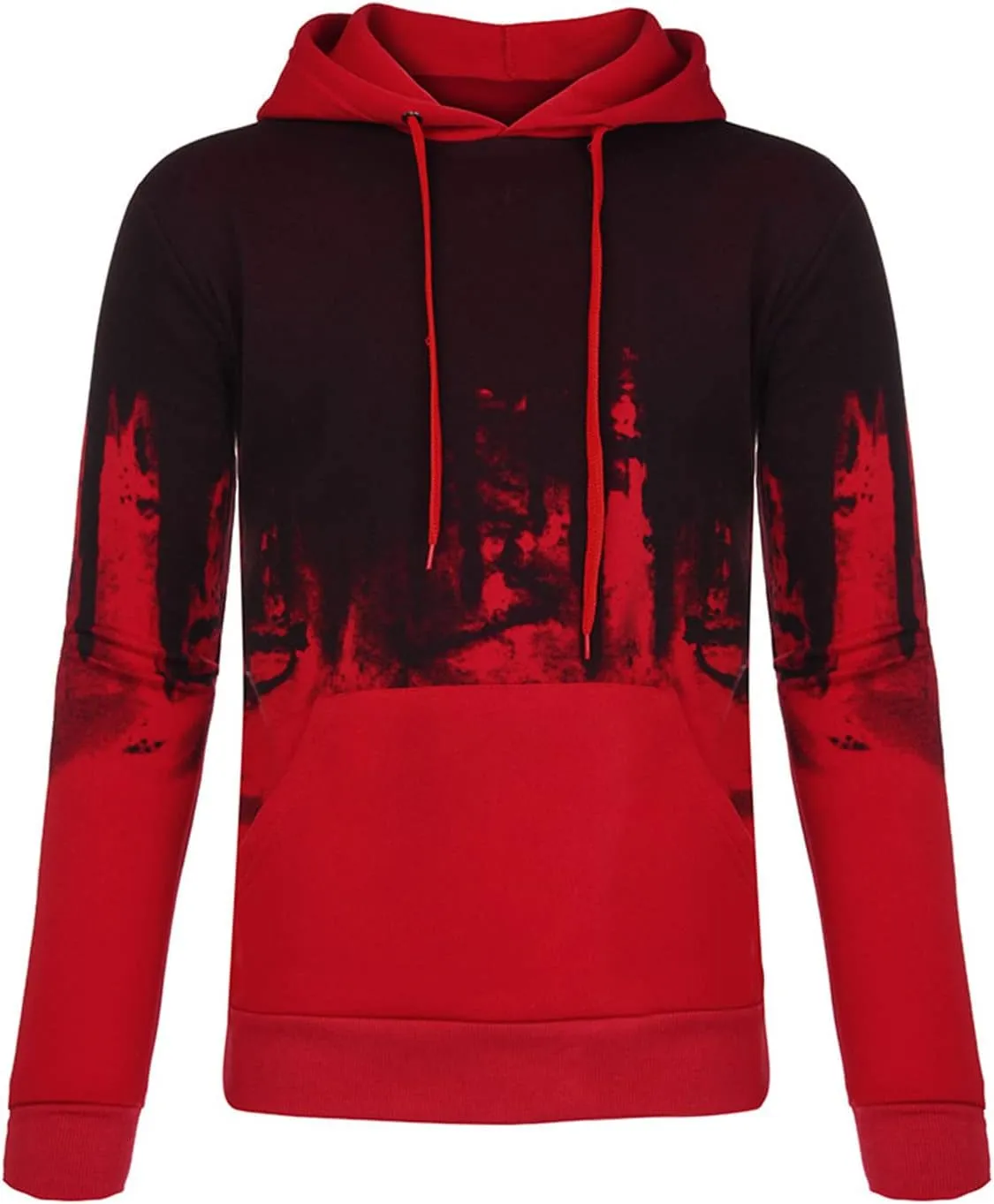 Ymosrh Mens Fleece Hoodies Men Gradient Color Pullover Long Sleeve Hooded Sweatshirt Tops Blouse Hoodies Pullover