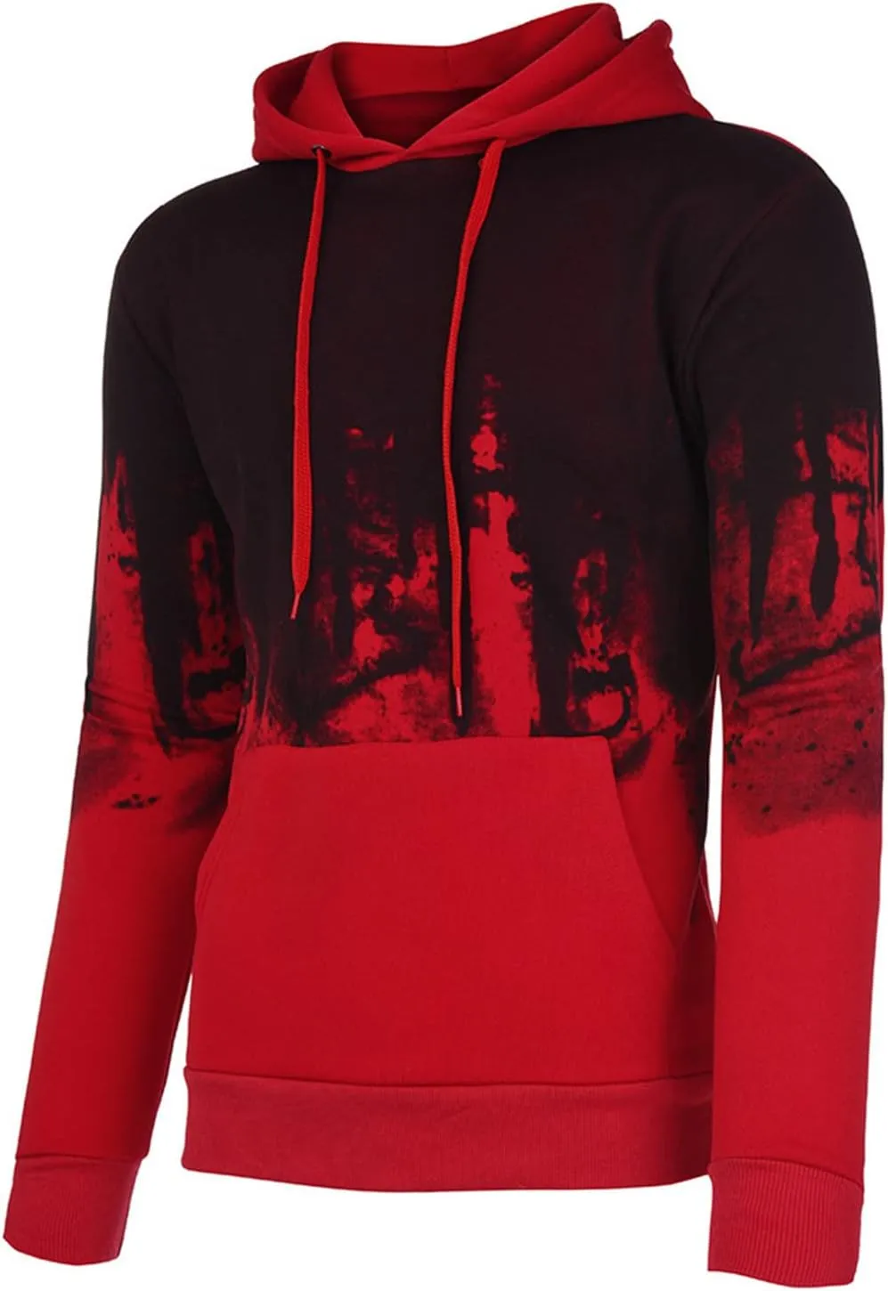 Ymosrh Mens Fleece Hoodies Men Gradient Color Pullover Long Sleeve Hooded Sweatshirt Tops Blouse Hoodies Pullover