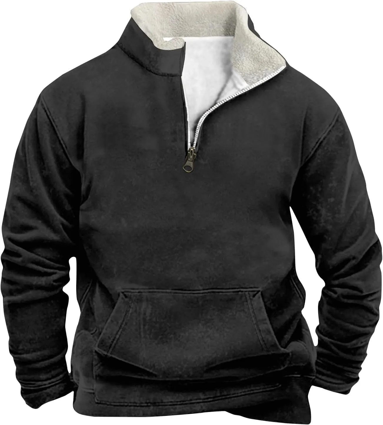Ymosrh Men's Outdoor Work Sweatshirts Quarter Zip Sweater Pullover Long Sleeve Fleece Athletic Workout Golf Sweatshirt, M-5XL