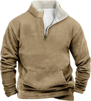 Ymosrh Men's Outdoor Work Sweatshirts Quarter Zip Sweater Pullover Long Sleeve Fleece Athletic Workout Golf Sweatshirt, M-5XL