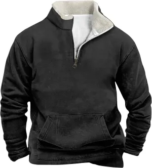 Ymosrh Men's Outdoor Work Sweatshirts Quarter Zip Sweater Pullover Long Sleeve Fleece Athletic Workout Golf Sweatshirt, M-5XL