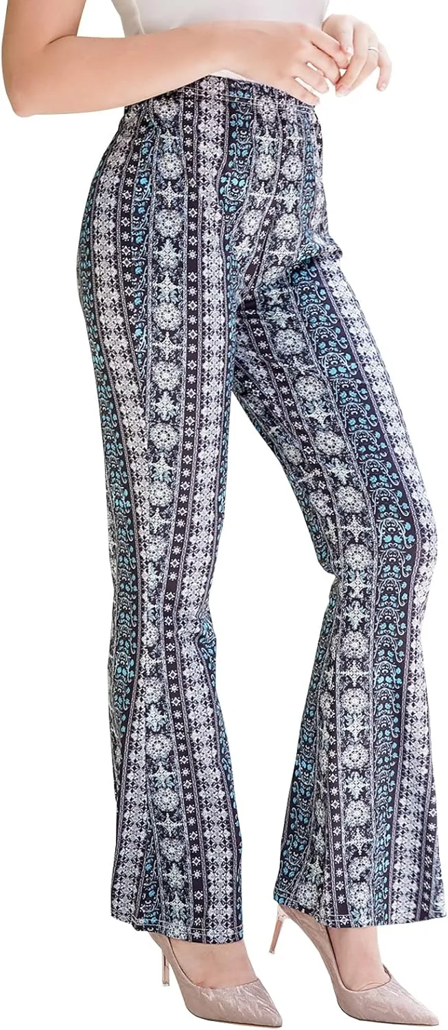 YUZIBAO Women's Flare Yoga Leggings High Waisted Boho Palazzo Wide Leg Pants Bell Bottoms