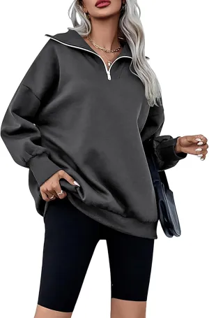 Zeagoo Women Sweatshirts Quarter Zip Stand Collar Pullovers Fleece Workout Hoodies Y2K Clothes