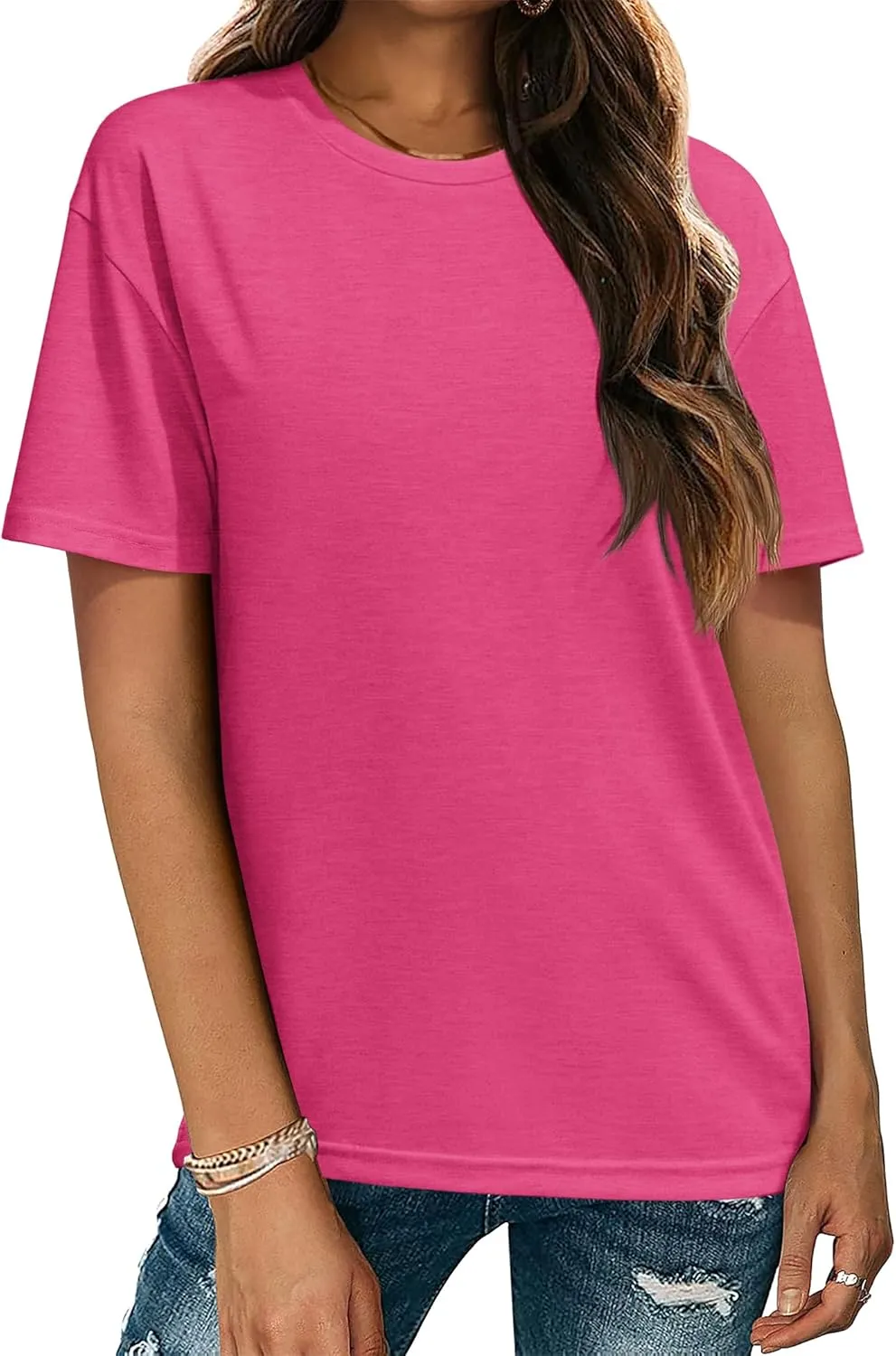 Zeagoo Women's T-Shirts Short Sleeve Tops Summer Casual Blouse Crew Neck Basic Shirt 2 Pack Loose Fit Tee