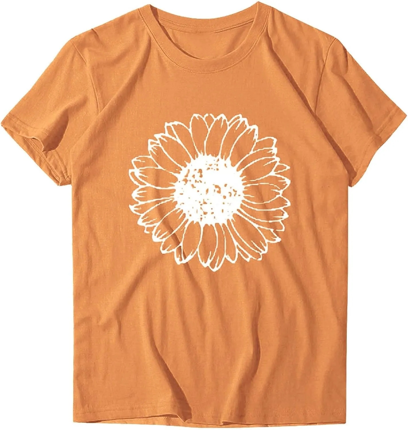 ZEFOTIM Sunflower Tops for Women 2024 Short Sleeve Crewneck Casual Summer Fashion Tops Shirts