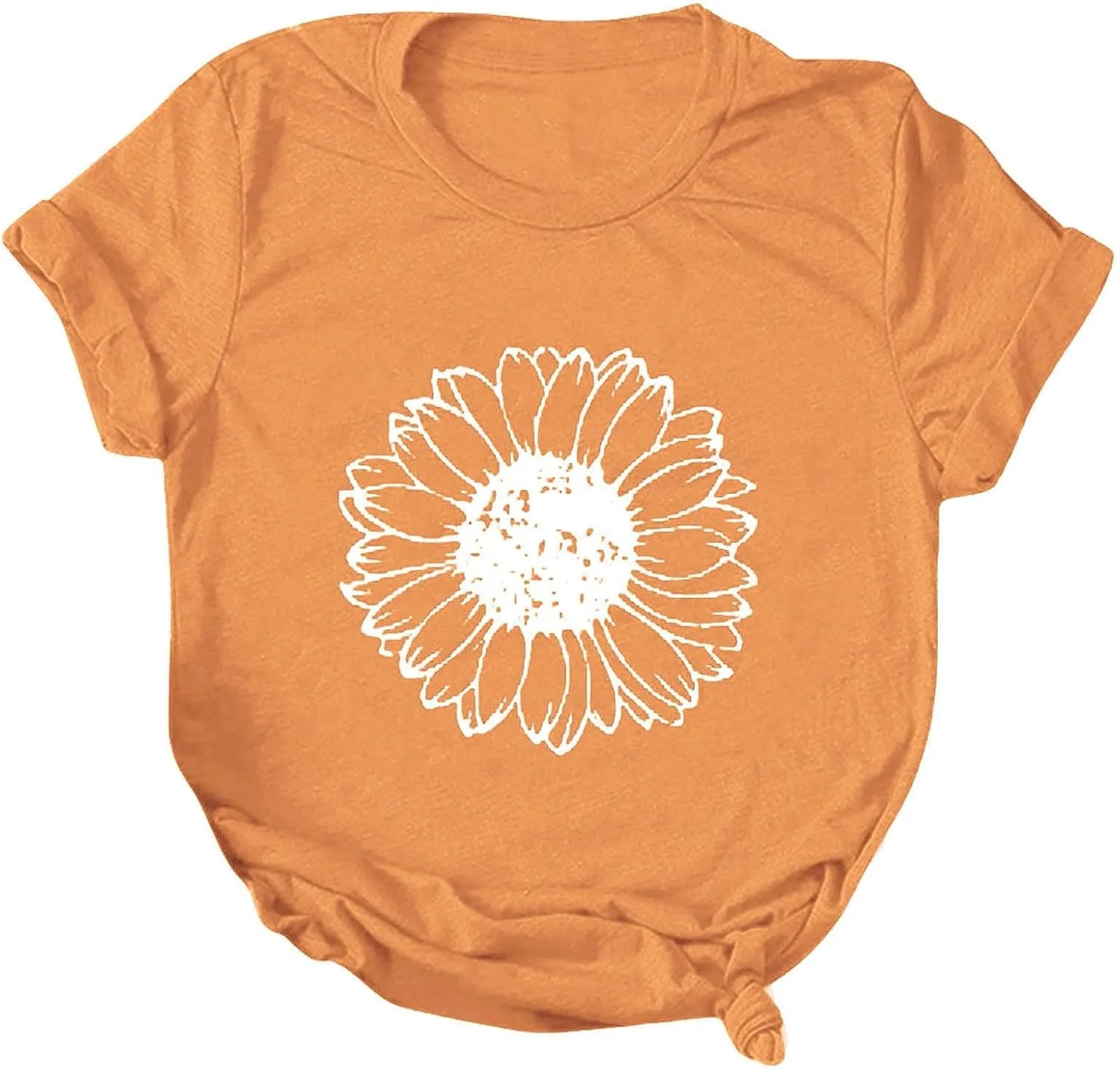 ZEFOTIM Sunflower Tops for Women 2024 Short Sleeve Crewneck Casual Summer Fashion Tops Shirts