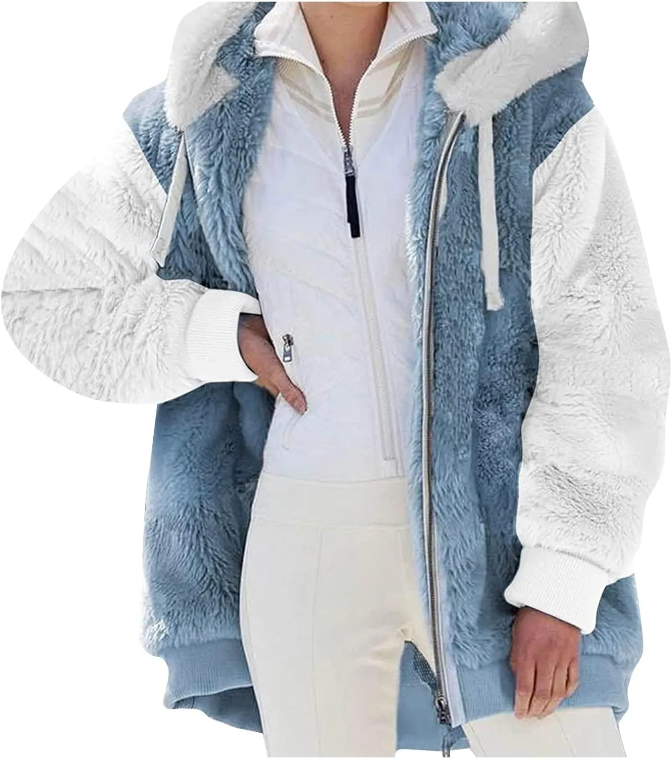 Zip Up Hoodies for Women 2023 Fall Fashion Solid Color Sweatershirt Pullover Tops Long Sleeve Warm Coat Furry Fleece Jacket