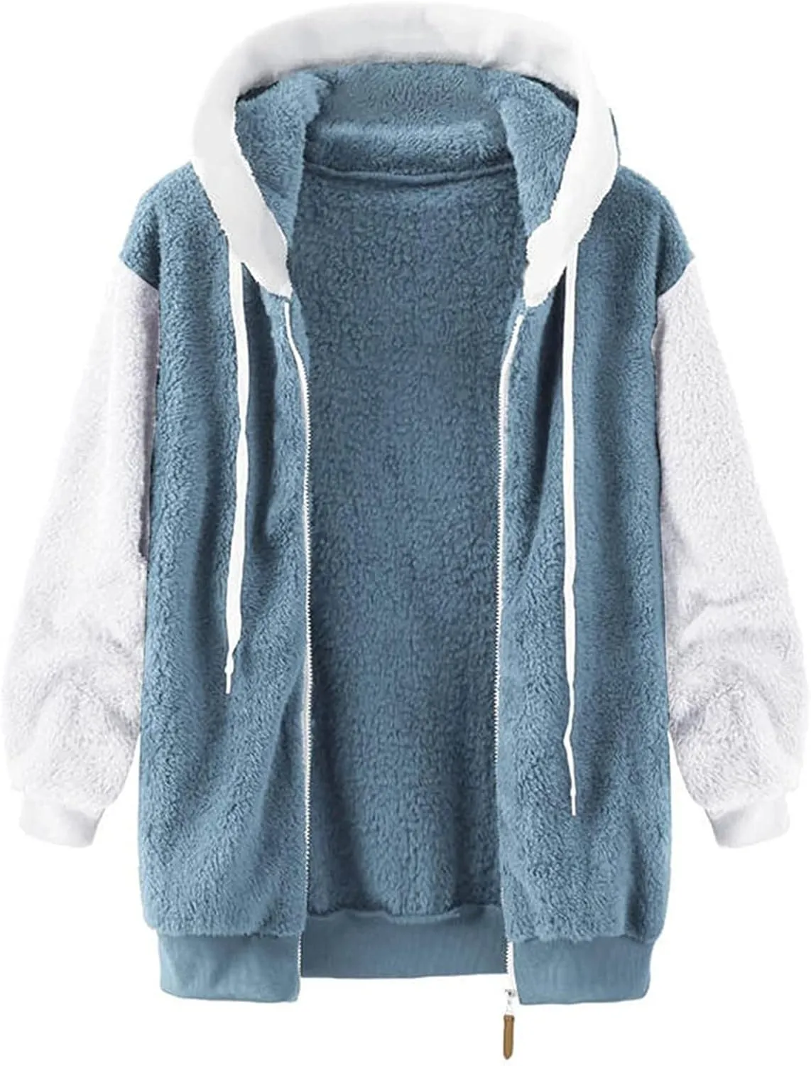 Zip Up Hoodies for Women 2023 Fall Fashion Solid Color Sweatershirt Pullover Tops Long Sleeve Warm Coat Furry Fleece Jacket