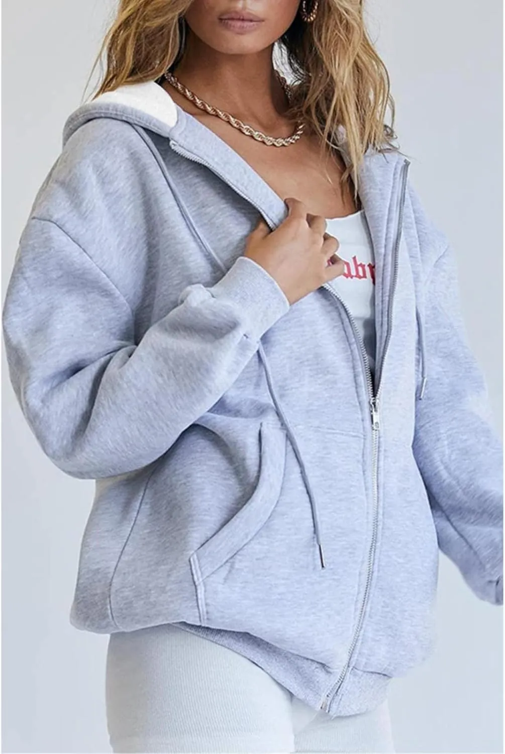 Zipper Hoodies for Women Trendy Long Sleeve Sweatshirts Fall Outfits Plus Size Hoodies Casual Winter Jackets Clothes