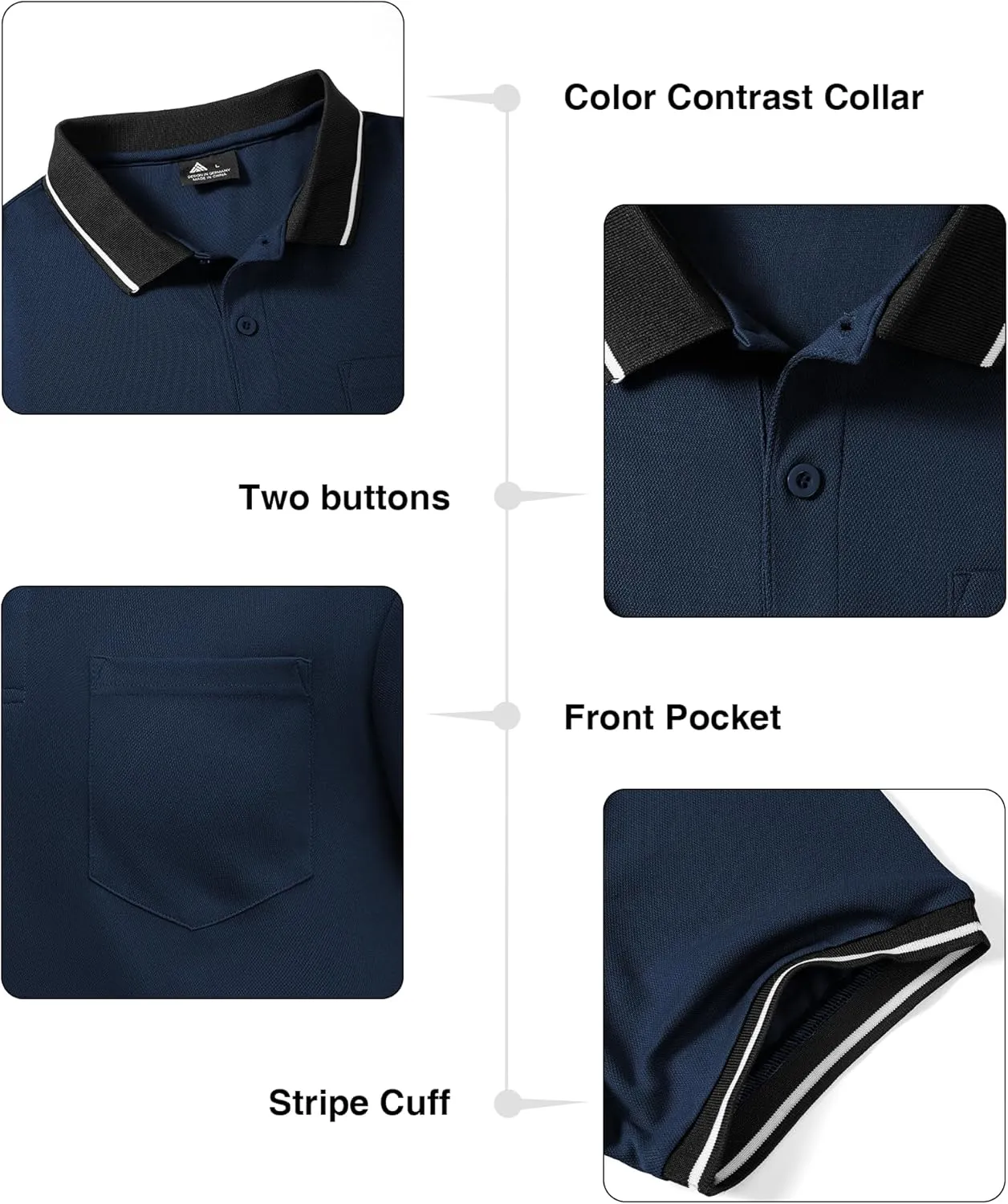 ZITY 3 Pack Men Polo Shirts Short Sleeve with Pocket Sport Wicking Shirts for Men Casual Athletic Collared T-Shirts