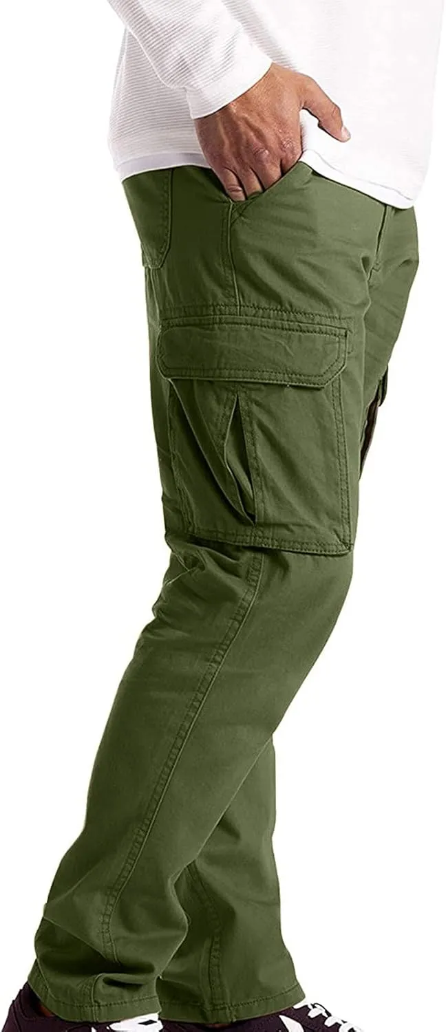 ZYXTIM Big and Tall Men Cargo Jogger Sweat Pants Elastic Bottom Ripstop Hiking Work Pants Relaxed Fit Elastic Waisted Outdoor