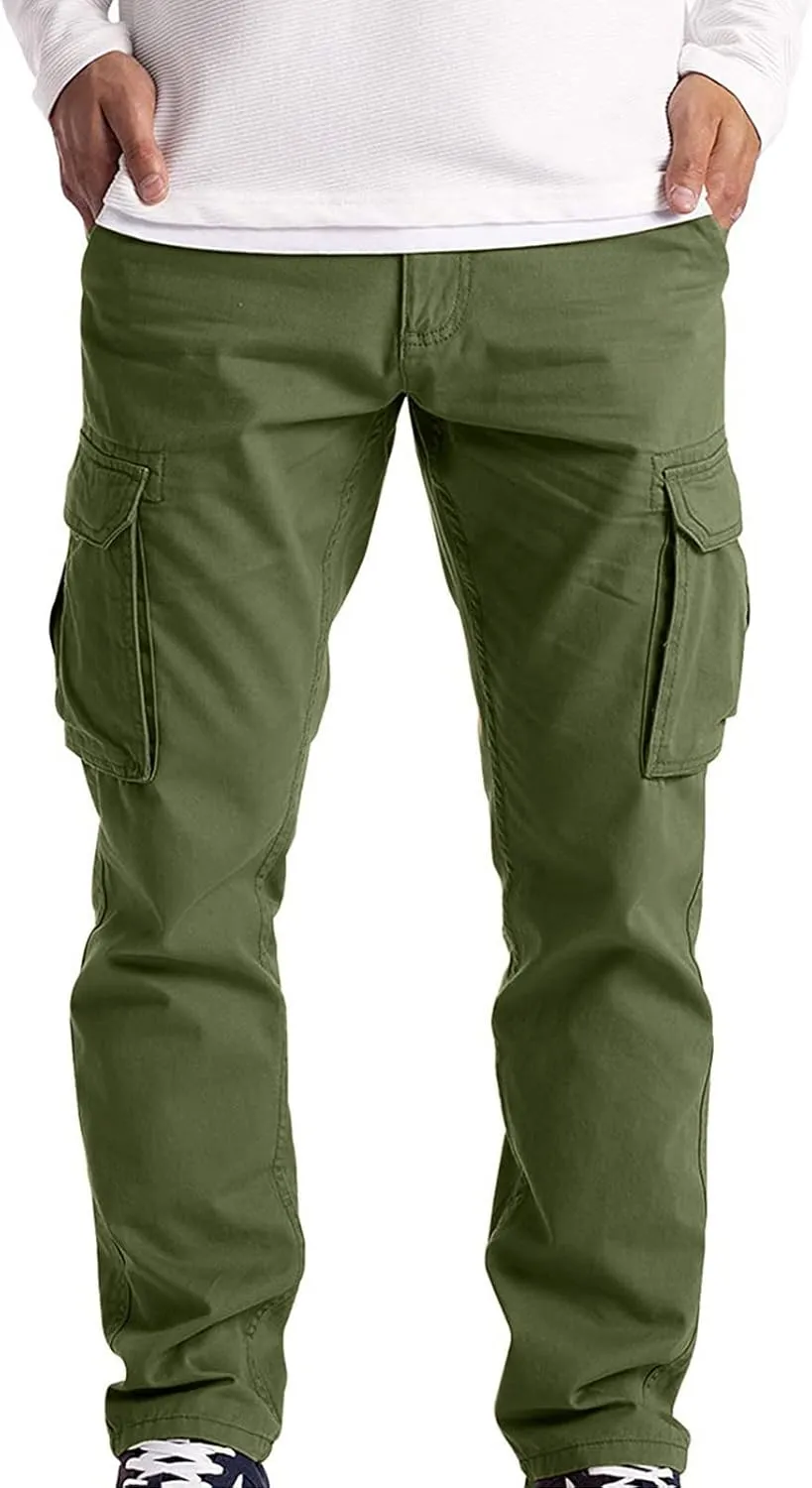ZYXTIM Big and Tall Men Cargo Jogger Sweat Pants Elastic Bottom Ripstop Hiking Work Pants Relaxed Fit Elastic Waisted Outdoor