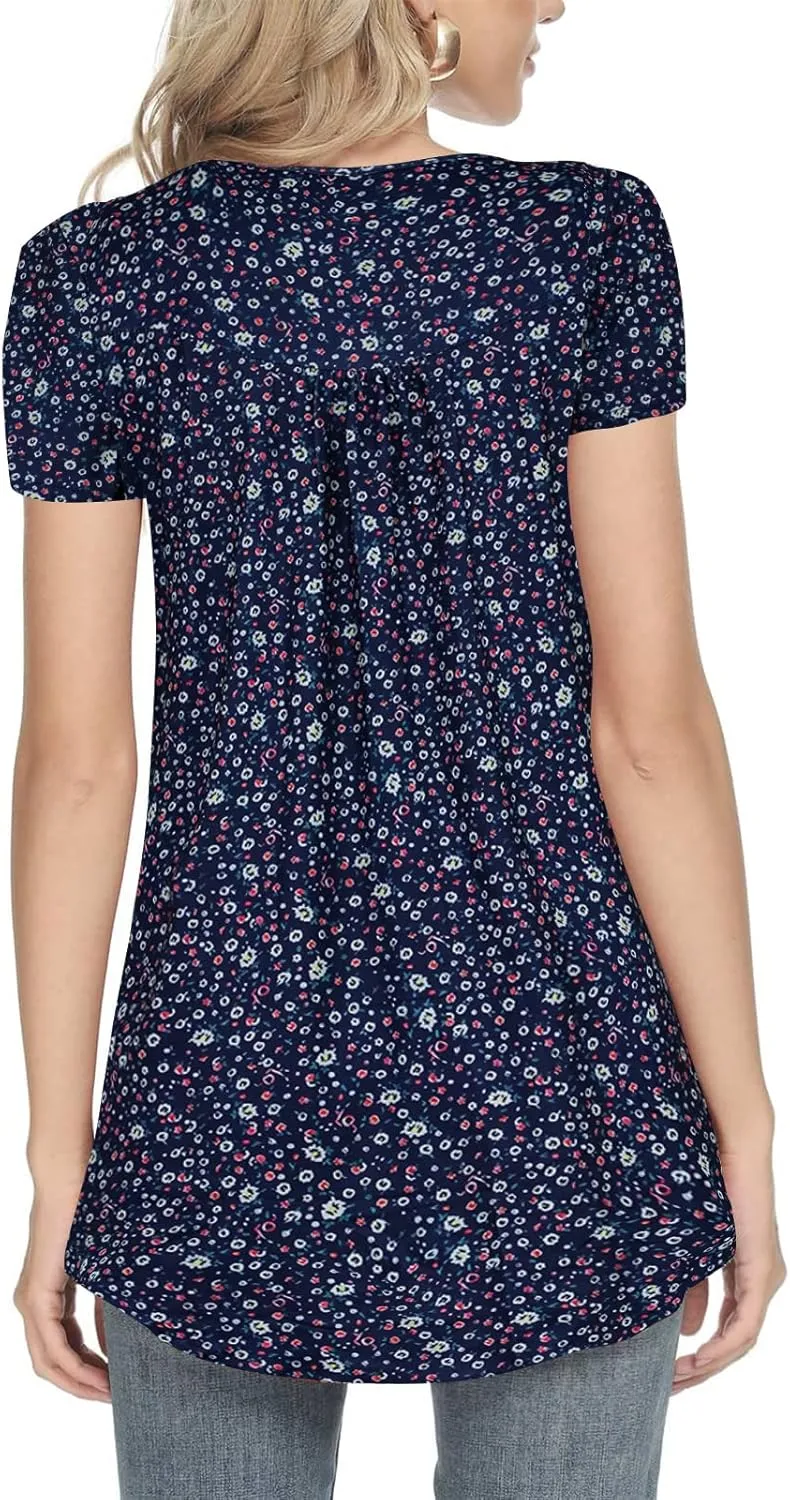 Zyyfly Womens Tank Tops Loose Fit Summer Henley Shirts Pleated Flowy Sleeveless Tunic Tops